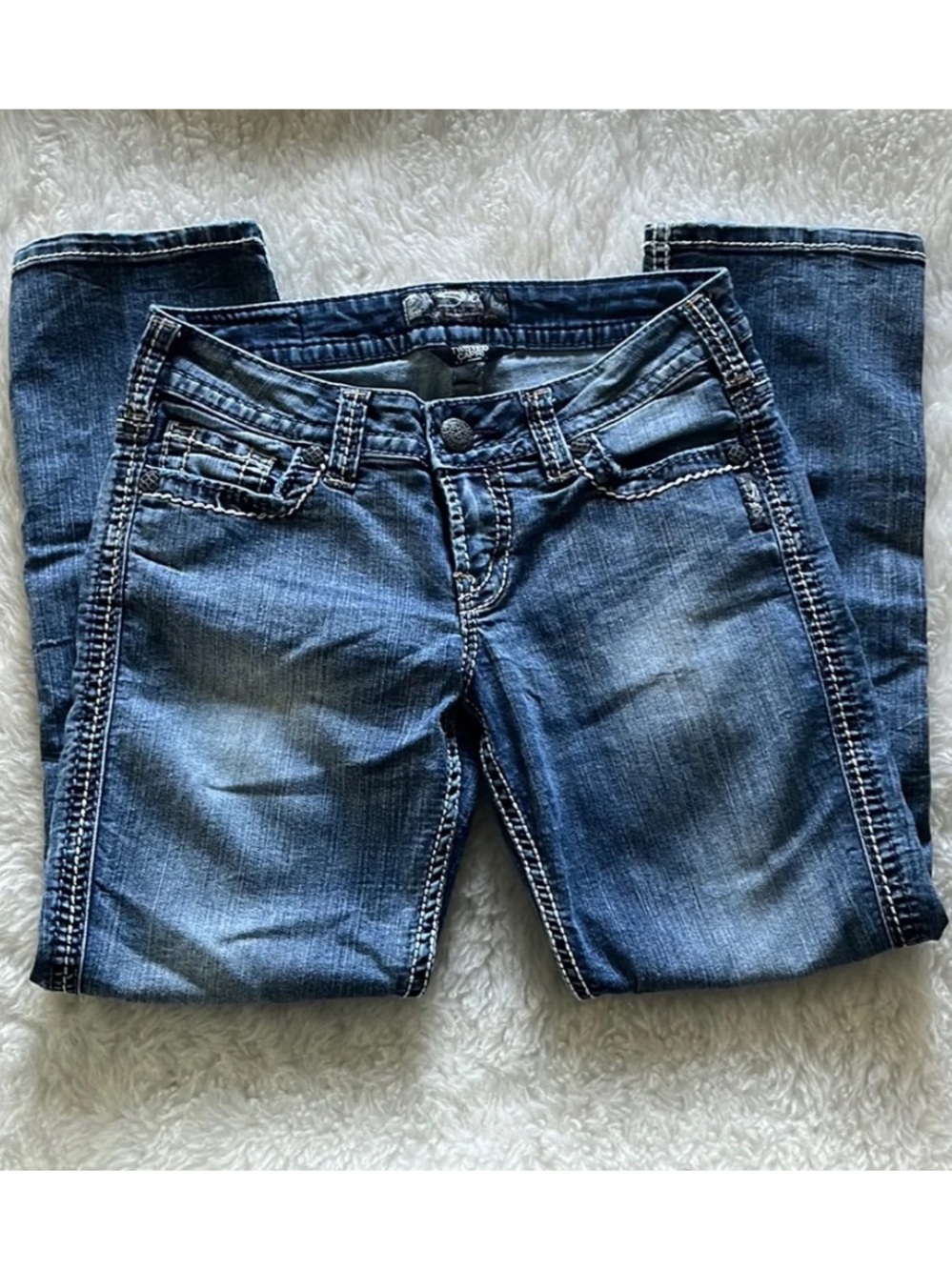 Silver Twisted Capri cropped distressed medium wash jeans size 26 - Picture 5 of 15